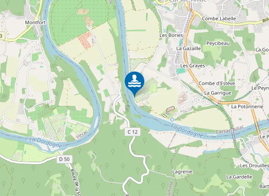 Map of DORDOGNE CAMP. LE ROCHER DE LA CAVE