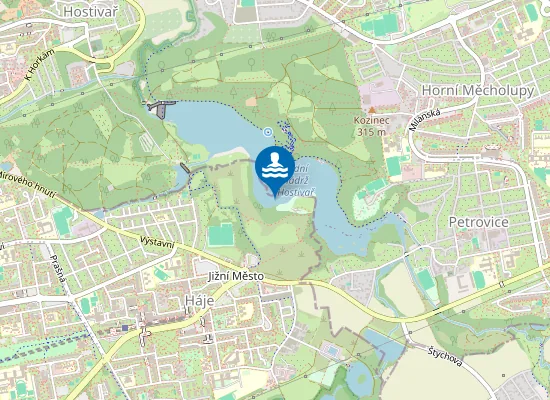 Map of Koupaliště Ve Volné Přírodě Hostivař