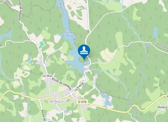 Map of BAIGNADE DE CHAMPAGNAC ETANG PREVOT