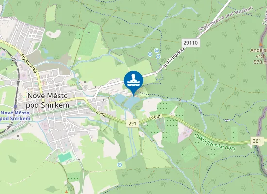 Map of Koupaliště Nové Město Pod Smrkem