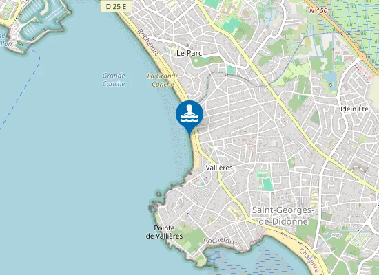 Map of PLAGE DE VALLIERES (GRANDE CONCHE)