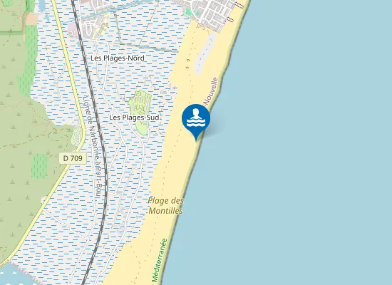 Map of PLAGE DES MONTILLES