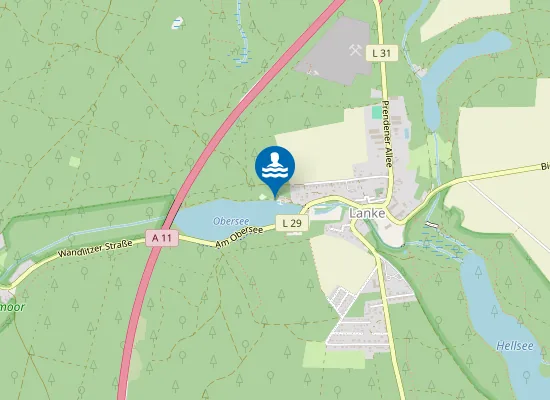 Map of OBERSEE LANKE BADEWIESE