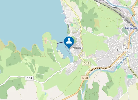 Map of BARRAGE DE NAUSSAC - PLAN D'EAU DU MAS D'ARMAND