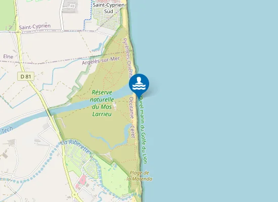 Map of PLAGE DU MAS LARRIEU