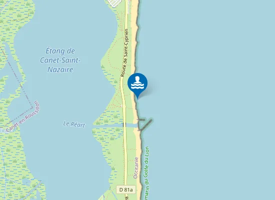 Map of PLAGE DU LIDO NORD (CANET)