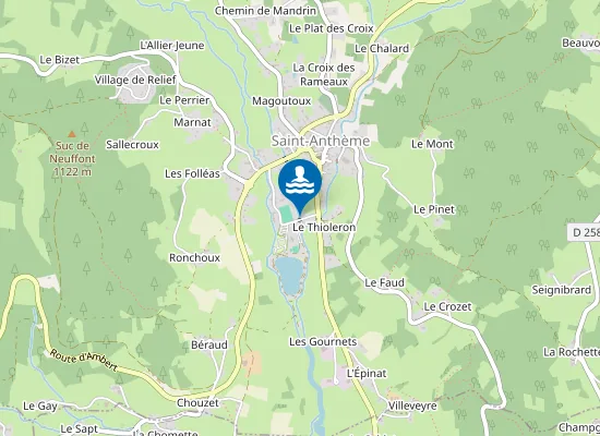 Map of PLAN D'EAU DE ST ANTHEME