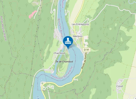 Map of HAUTECOURT-ROMANECHE - PLAGE DE L'ILE CHAMBOD RIVIERE D'AIN