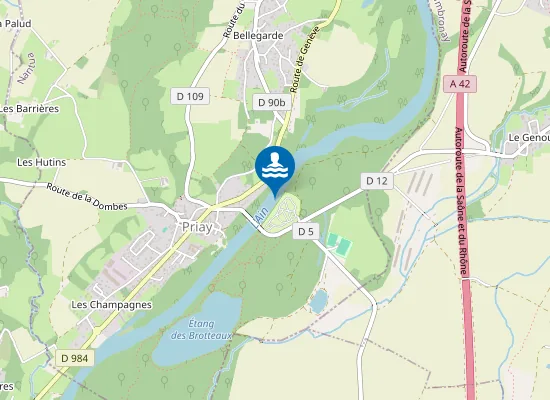 Map of PRIAY - RIVE GAUCHE DE L'AIN EN AMONT DU PONT