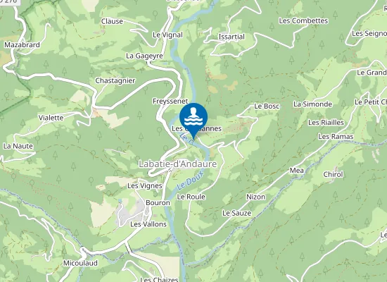 Map of LE DOUX A LA PLAGE DE LABATIE