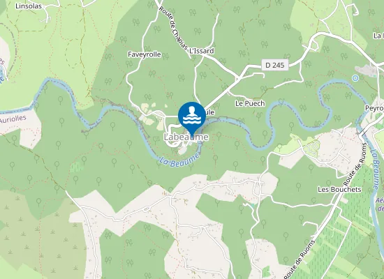 Map of LA BEAUME A LA PLAGE DU VILLAGE DE LABEAUME