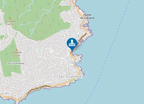 Map of LES ISSAMBRES CALANQUE BONNE EAU