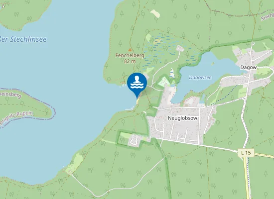 Map of GROSSER STECHLINSEE GRANSEE GEM STECHLIN OT NEUGLOBSOW