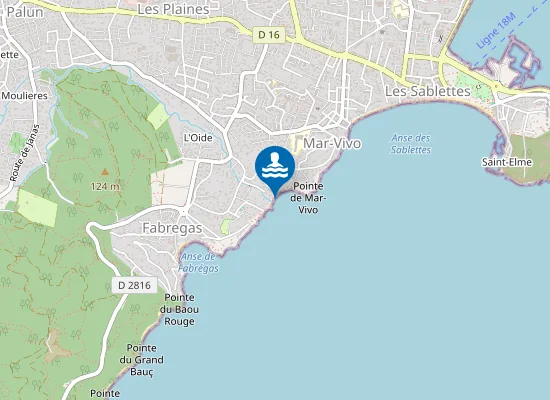 Map of PLAGE DE LA VERNE