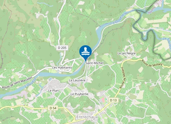 Map of PONT ROMAIN ( OUVEZE )