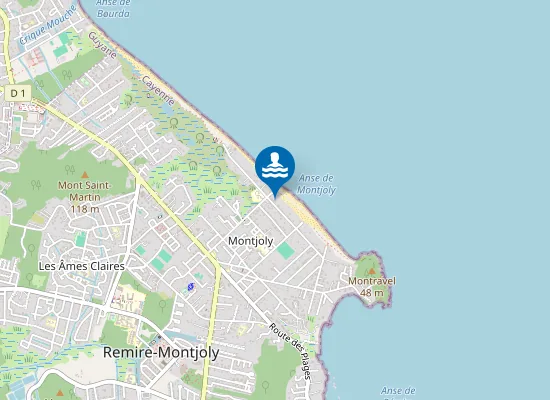 Map of MONTJOLY-PLAGE LOUIS CARISTAN