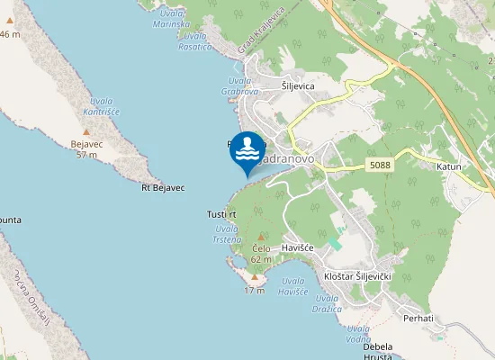 Map of JADRANOVO UVALA KOD TUNERE