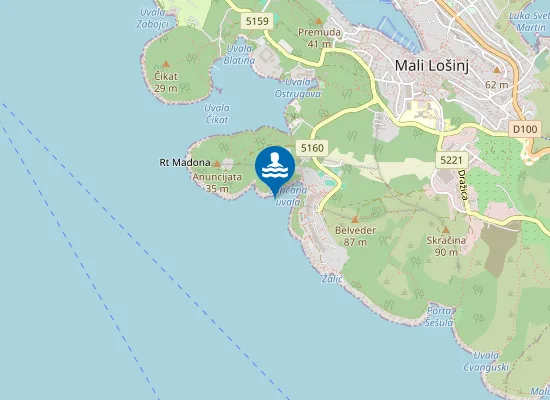 Map of SUNCANA UVALA MALI ZAL