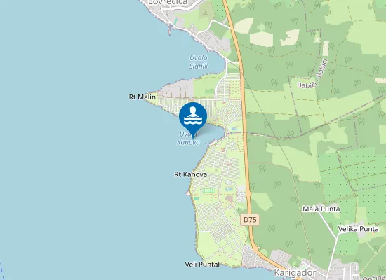 Map of UVALA KANOVA ISPOD RESTORANA