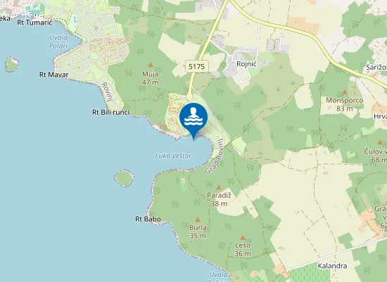 Map of Ac Vestar Sjeverna Strana Uvale