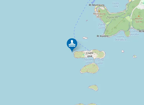 Map of CRVENI OTOK ZAPADNA STRANA OTOKA