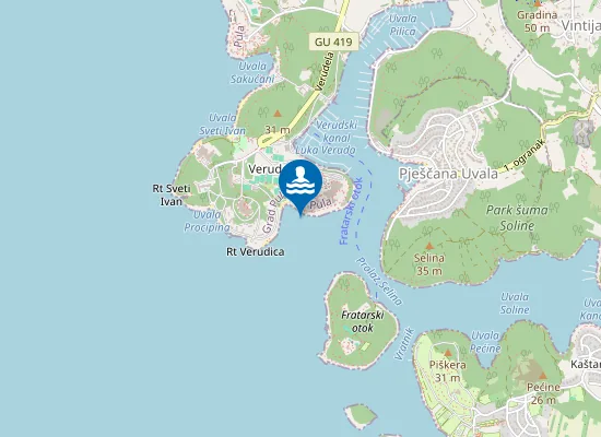 Map of PUNTA VERUDELA KOD AQUAGANA