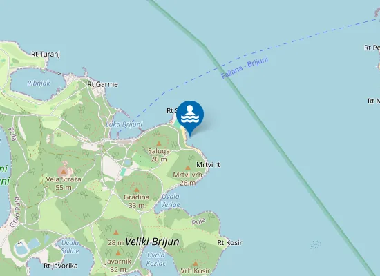 Map of NACIONALNI PARK BRIJUNI CENTRALNA PLAZA DRVENI MOLO