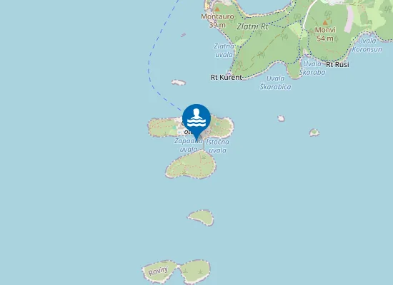 Map of CRVENI OTOK UVALA ZAPADNO OD NASIPA