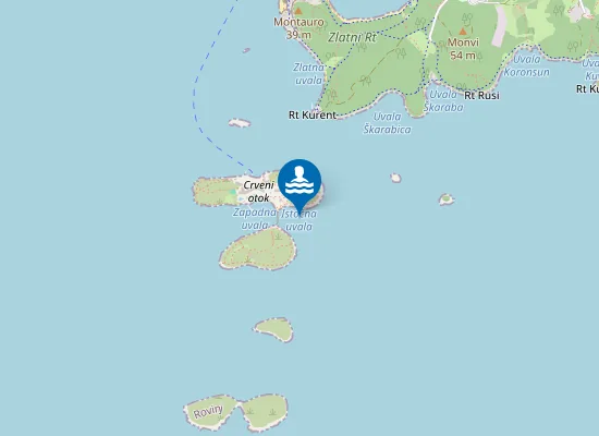 Map of CRVENI OTOK UVALA ISTOCNO OD NASIPA