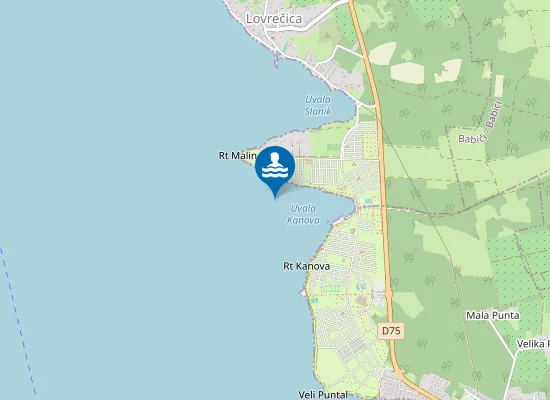 Map of RT MALIN ISPOD KAFICA PLAJA