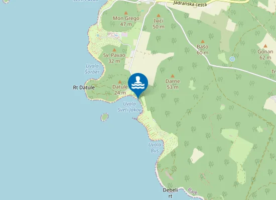 Map of KOLONE UVALA SV JAKOV