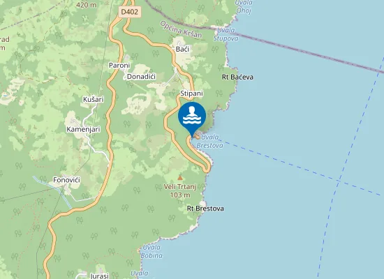 Map of BRESTOVA UZ PRISTANISTE