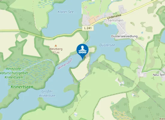 Map of GROSSER KRINERTSEE TEMMEN RINGENWALDE