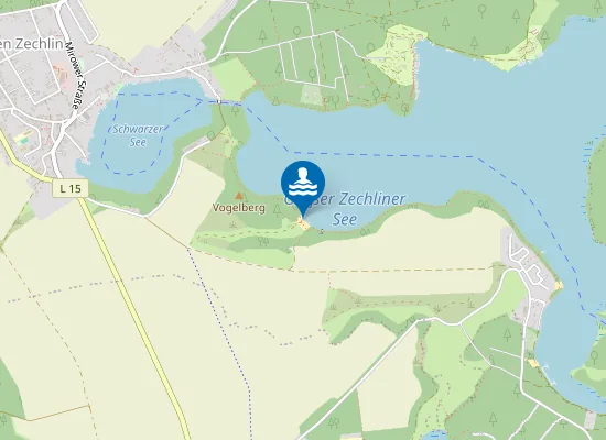 Map of GROSSER ZECHLINER SEE FLECKEN ZECHLIN AN DER ALTEN SCHNEIDEMUEHLE