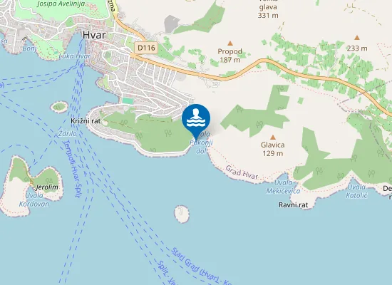 Map of UVALA POKONJI DOL ZAPAD