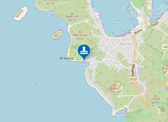 Map of MURTER SLANICA COLENTUM