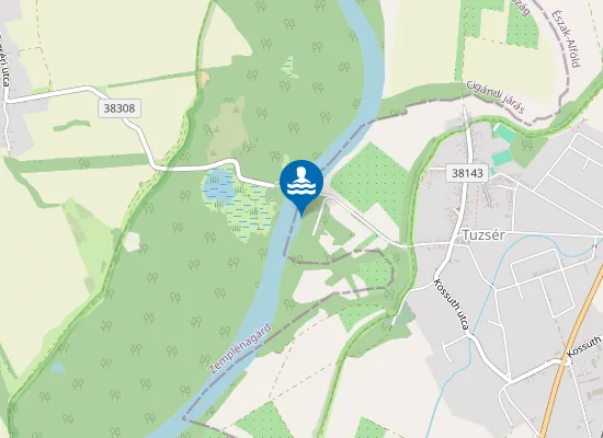 Map of TISZA FOLYO TUZSER TISZA-PARTI STRAND