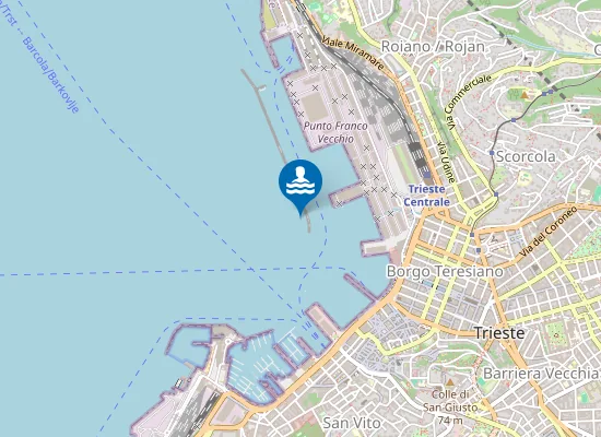 Map of DIGA FORANEA DEL PORTO FRANCO VECCHIO DI TRIESTE - DIGA VECCHIA SUD