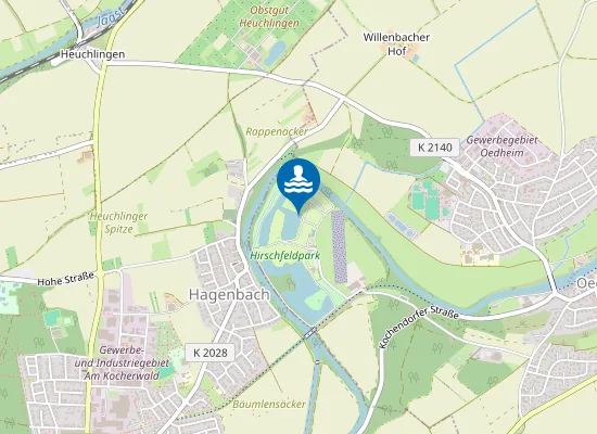 Map of OEDHEIM HIRSCHFELDSEE IM SPERRFECHTERPARK