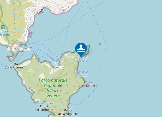 Map of ISOLA PALMARIA - CALA DELLO SCHENELLO