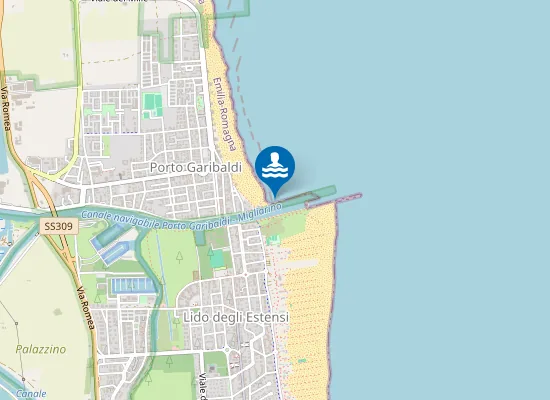 Map of PORTO GARIBALDI 50M NORD PORTO CANALE - PUNTO B