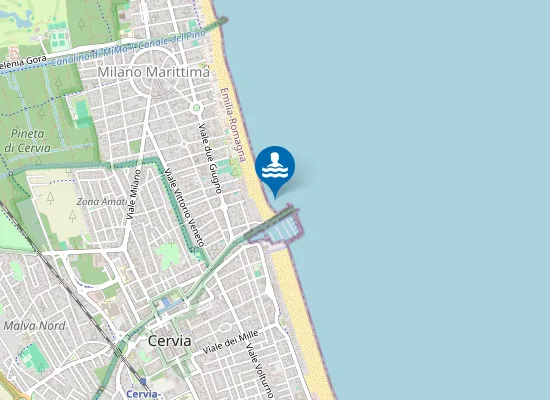 Map of MILANO MARITTIMA - 100 M N PORTO CANALE DI CERVIA