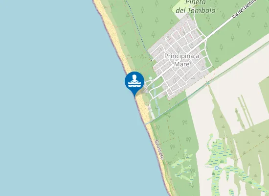 Map of PRINCIPINA A MARE - PIAZZALE TIRRENO