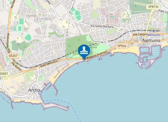 Map of 300 MT DX CONFINE DI ANZIO