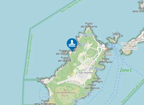 Map of ISOLA S.DOMINO SPIAGGIA TOURING CLUB