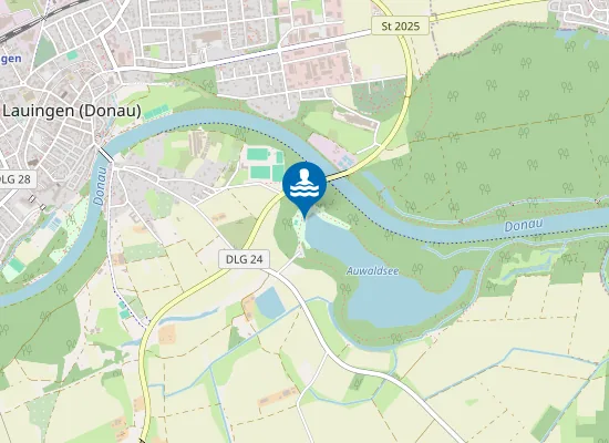 Map of Auwaldsee Lauingen Donau Westufer