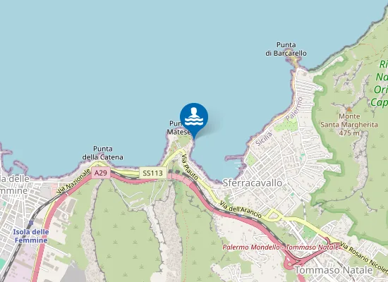 Map of SFERRACAVALLO - BAIA DEL CORALLO