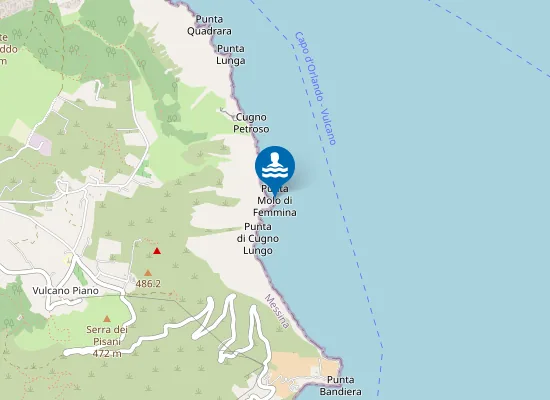 Map of VULCANO PUNTA MOLO DI FEMMINA