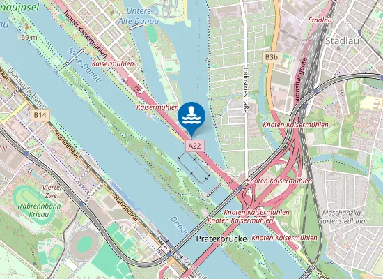 Map of NEUE DONAU, STROMAUF WASSERSKILIFT