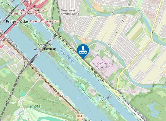 Map of NEUE DONAU, STROMAB OSTBAHNBRÜCKE